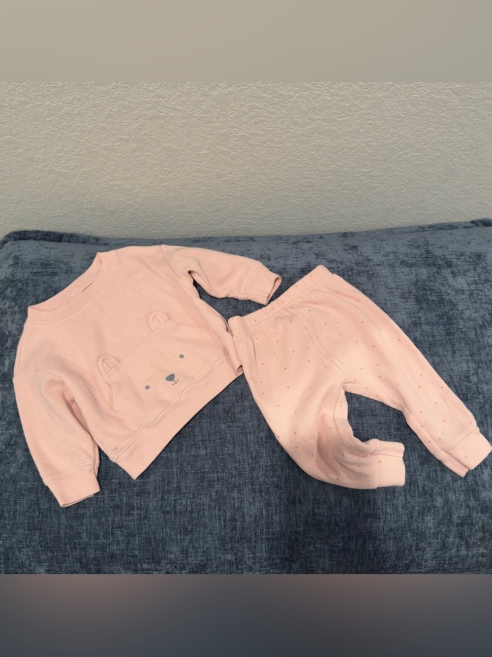 Carter's Pink Bear Face Sweatshirt & Pants Set